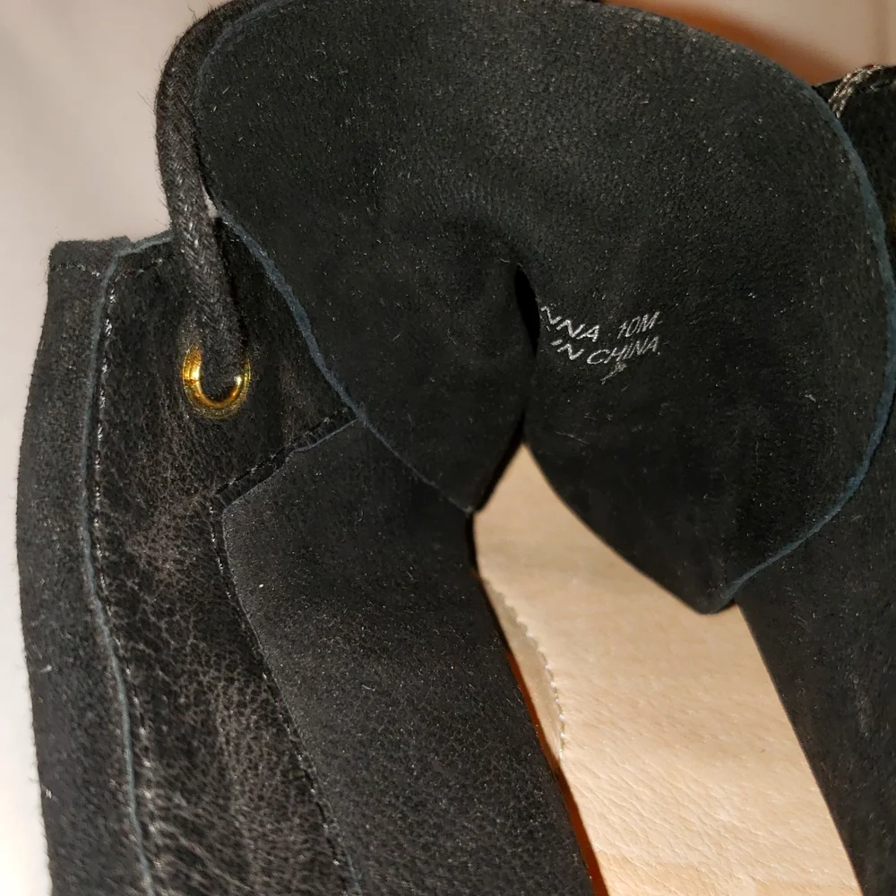 SUDINI New JENNA Womens 10 Suede Leather Comfort Stylish Wedge Bootie Boot BLACK